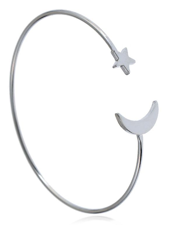 Bracelet de manchette en forme d'étoile de lune étoilée - Argent 