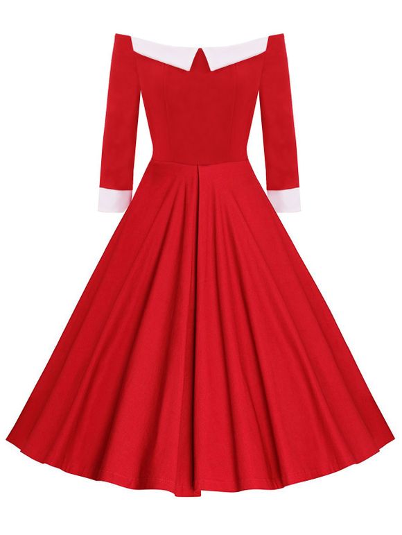 Robe Évasée à Épaules Dénudées - Rouge XL