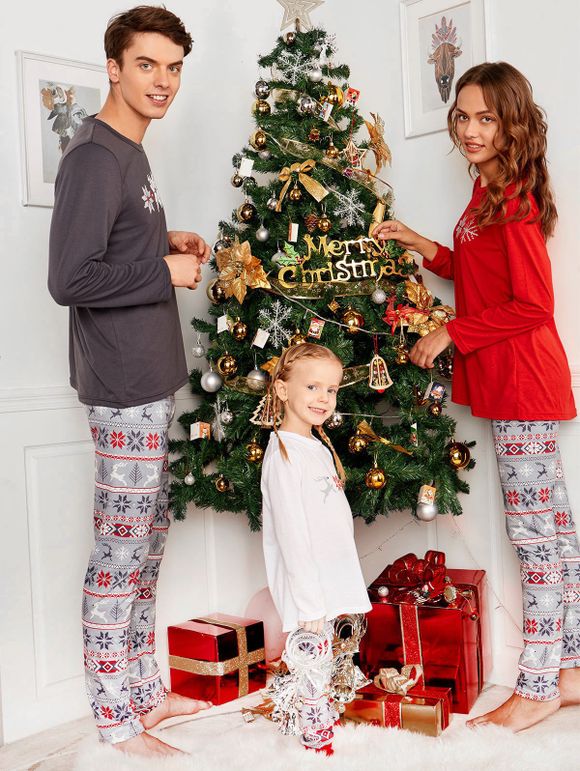 Pyjama de Noël à Manches Longues Imprimé Flocon de neige Pour La Famille - multicolore DAD S