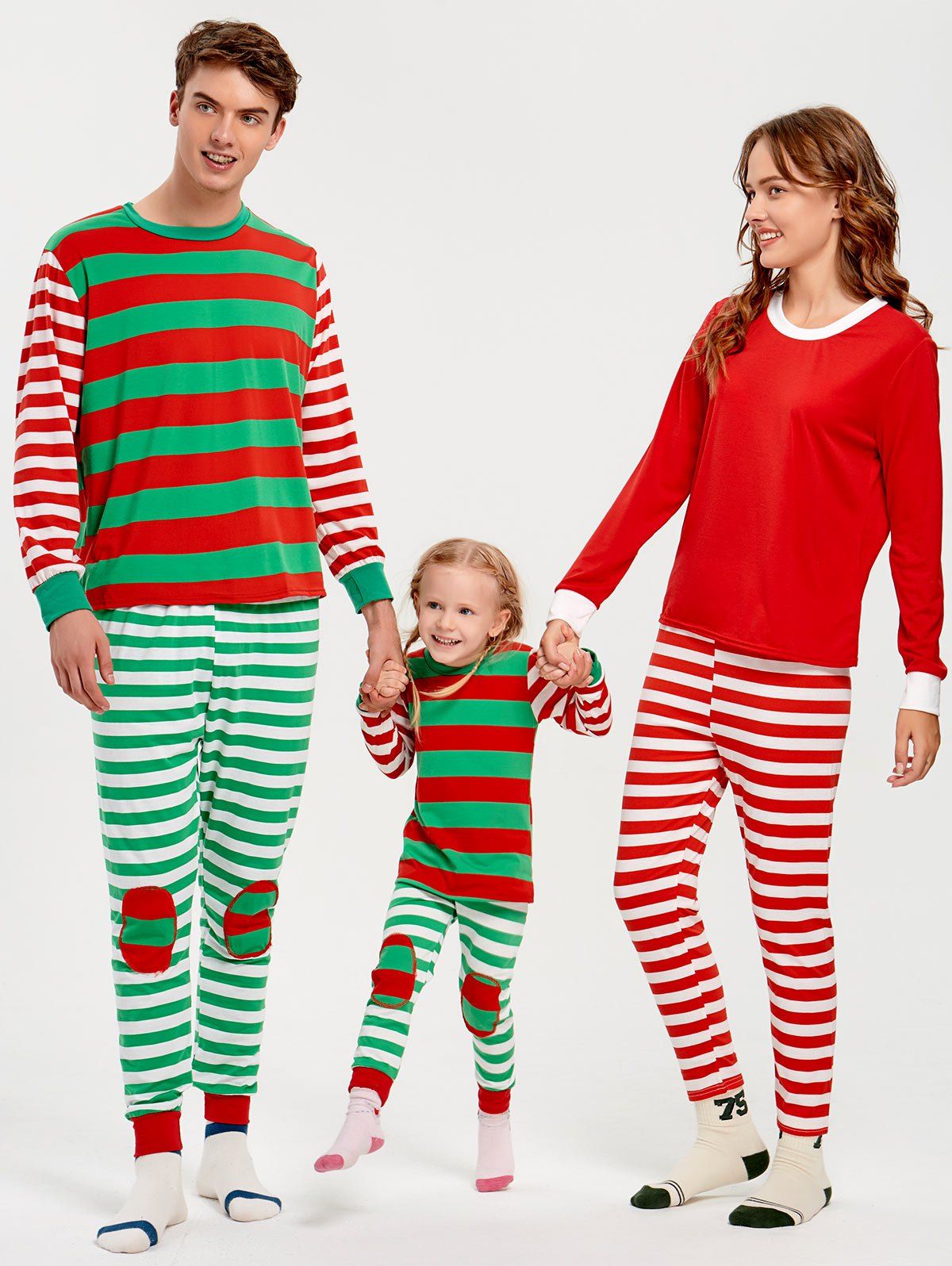 Ensemble de pyjama de Noël imprimé à rayures en famille - Rouge KID 80