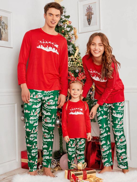 City Printed Family ChristmasXmas Pajama Set - RED DAD L
