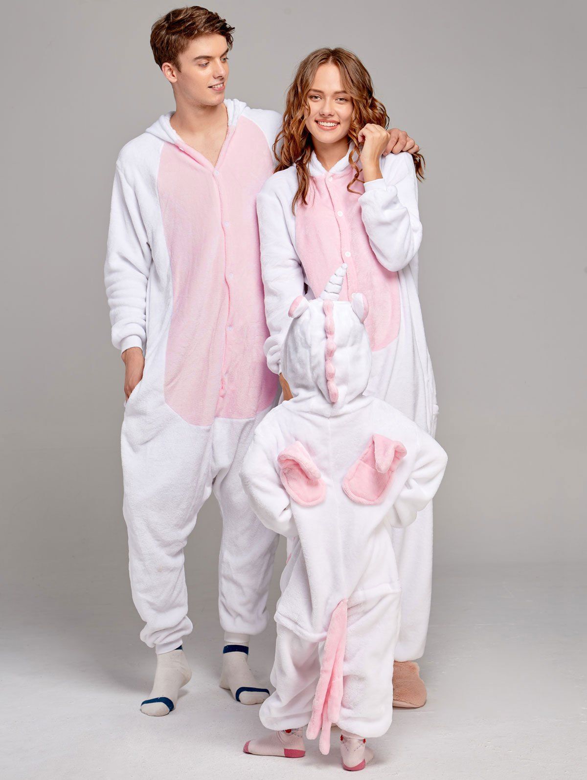 

Fleece Unicorn Animal Family Onesie Pajamas, Pink
