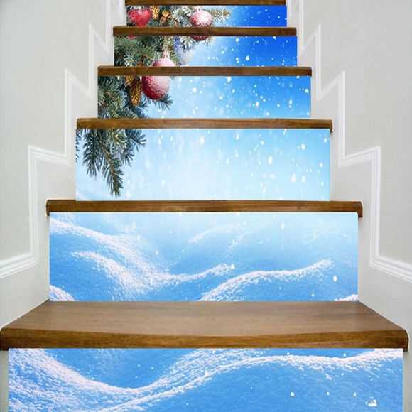 Neige Noël impression bricolage décoratif escalier autocollants - Nuageux 100*18CM*6PCS