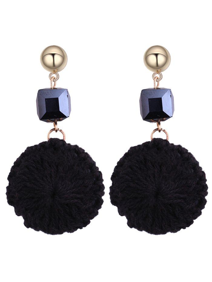

Metal Ball Crochet Round Flower Earrings, Black