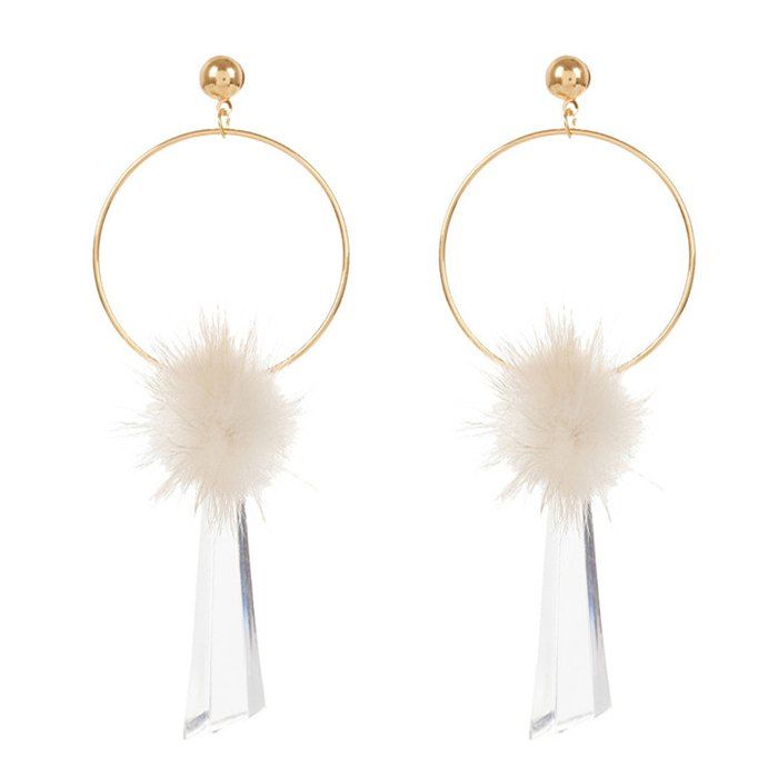 

Circle Geometric Fuzzy Ball Earrings, Golden