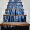 Autocollants décoratifs d'escalier de bricolage Starry Sky Forest Print - Bleu 100*18CM*6PCS