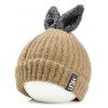 Adorable Bonnet Tricoté Décoré Oreilles de Lapin et Logo - Kaki 