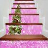 Motif de sapin de Noël décor à la maison autocollants d'escalier bricolage - Rose 100*18CM*6PCS