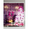 Cheminée de Noël et motif d'arbre Rideau de douche imperméable - coloré W59 INCH * L71 INCH