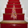 Autocollants d'escalier décoratifs imprimés d'arbres de Noël - Rouge 100*18CM*6PCS