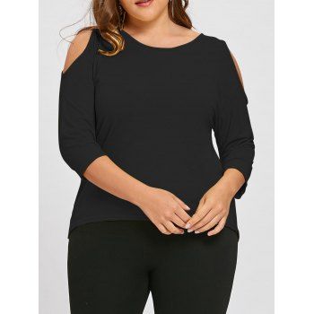 [41% OFF] 2021 Plus Size Cutout Asymmetric Cold Shoulder Tunic Top In ...