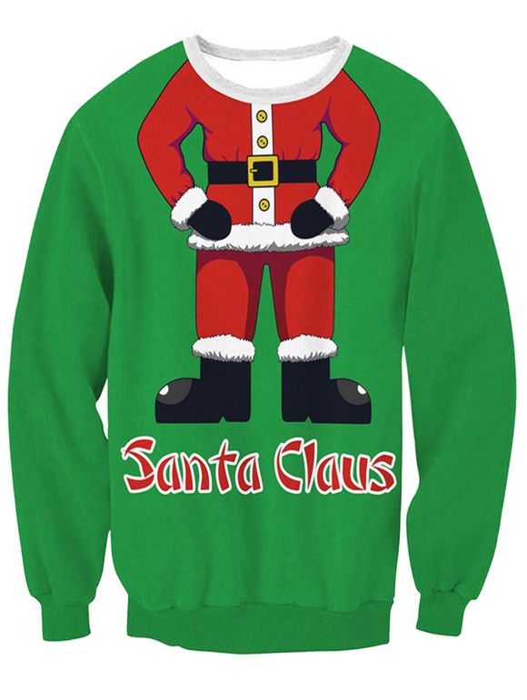 Sweatshirt Imprimé Corps du Père Noël 3D - Vert XL