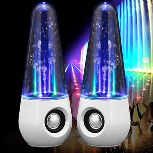 Haut-Parleurs Lumière LED Créative Danse de l'Eau Musique Fontaine 2 Pièces - Blanc 