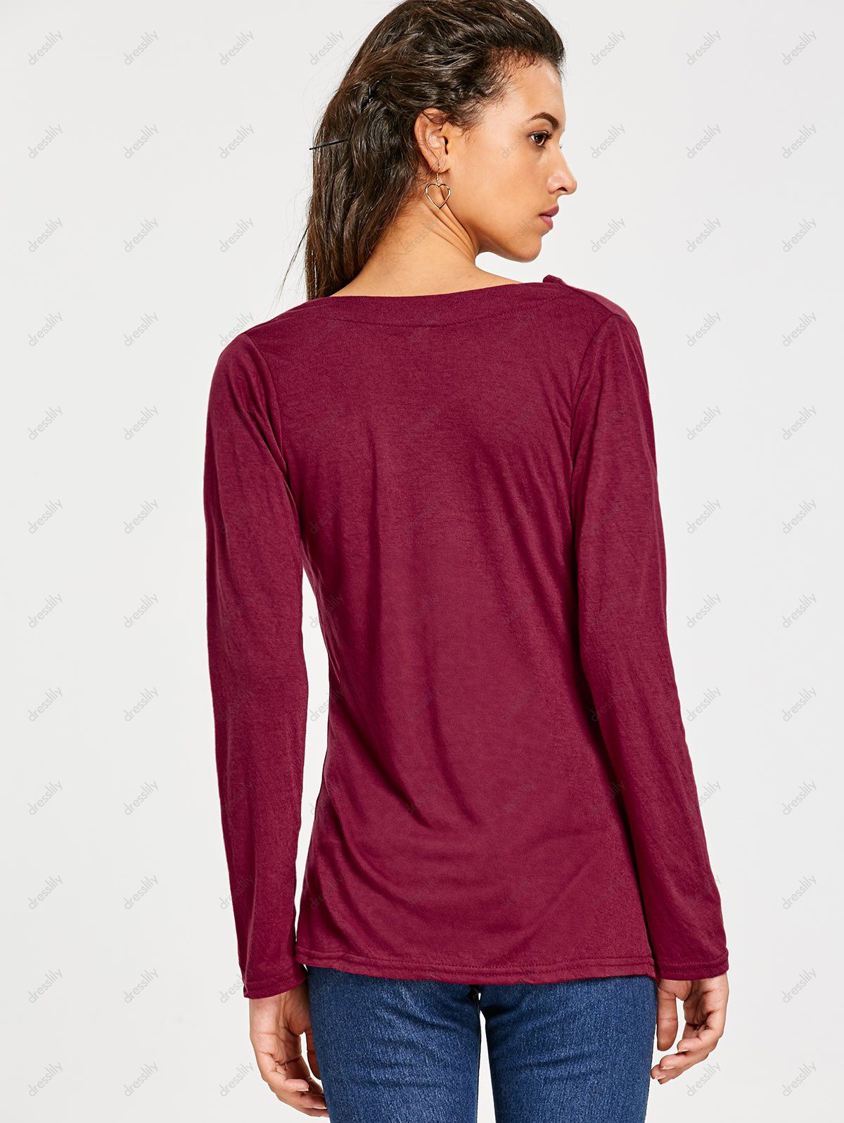 [29% OFF] 2021 Cowl Neck Long Sleeve With Button Blouse For Women In ...