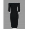 Off The Shoulder Bodycon Two Tone Dress - BLACK WHITE S