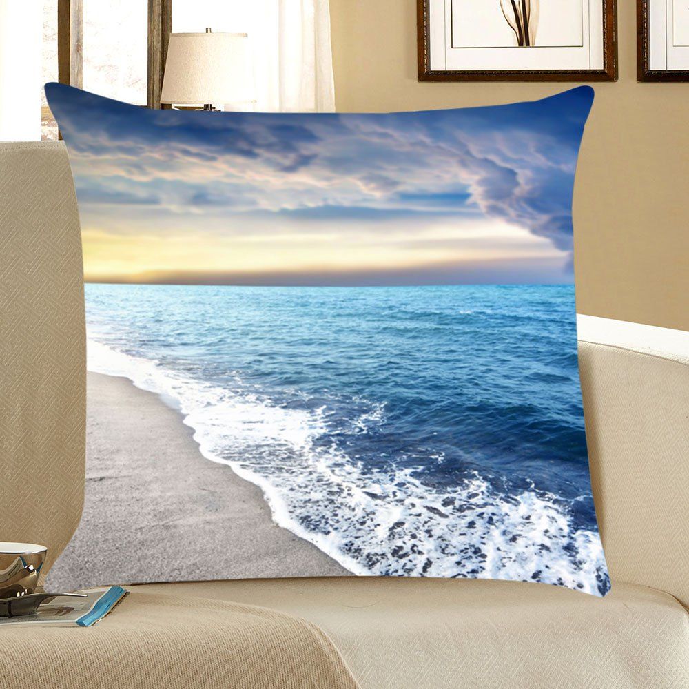 

Seascape Beach Pattern Throw Pillow Case, Blue