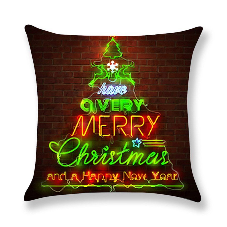 

Christmas Tree Bricks Wall Pattern Throw Pillow Case, Colorful