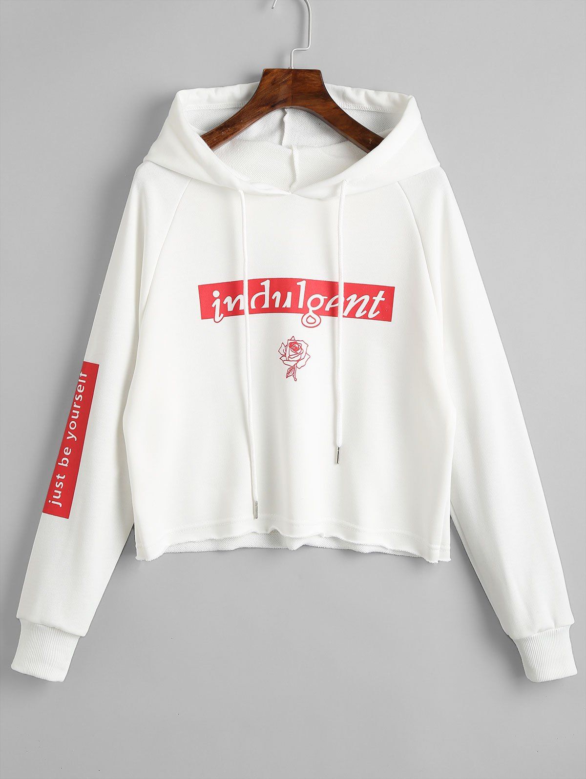 

Pullover Letter Tunic Hoodie, White