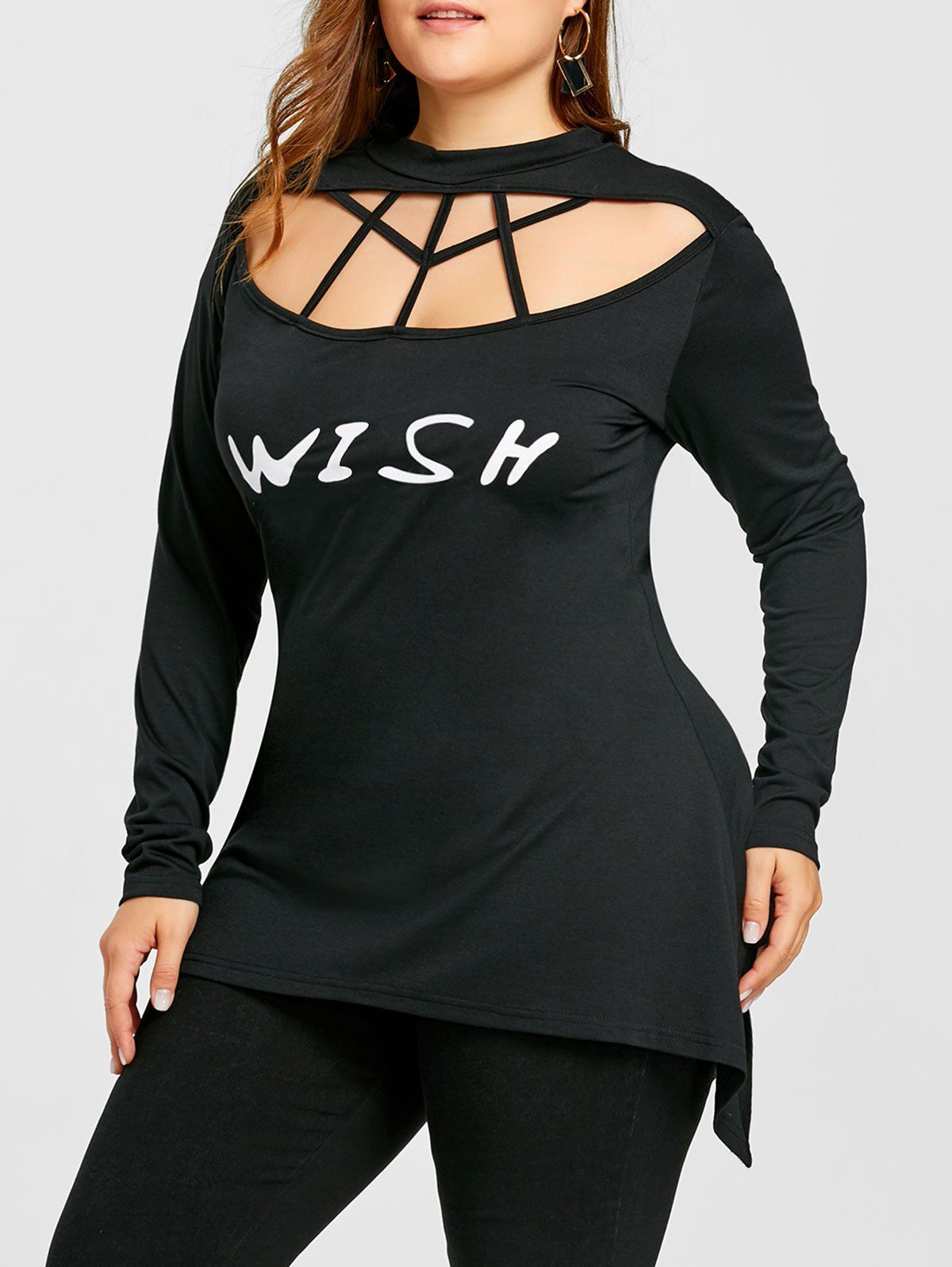 

Plus Size Wish Strappy Cut Out Blouse, Black