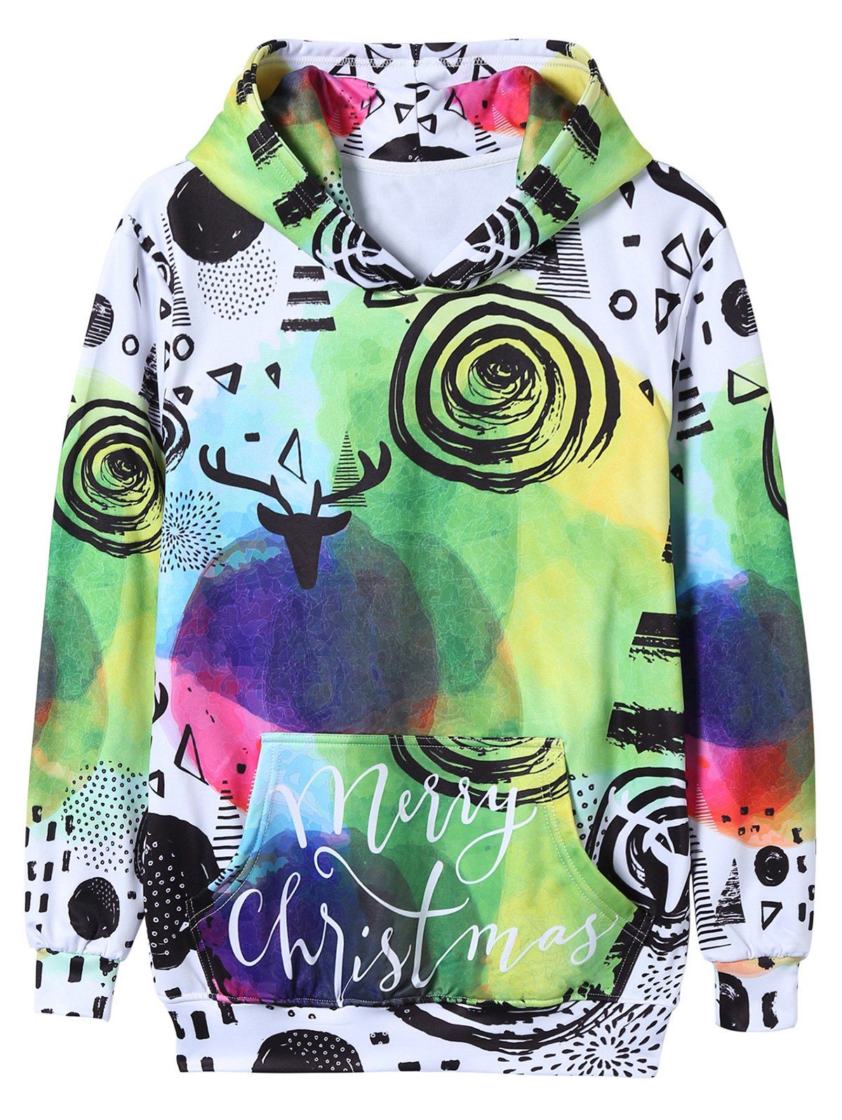 

Scrawl Christmas Tie Dye Print Pullover Hoodie, Colormix