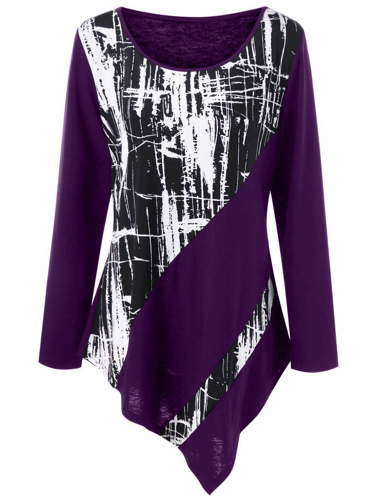 

Plus Size Monochrome Asymmetric Tunic Tee, Concord