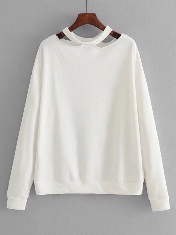 

Cut Out Loose Cotton Sweatshirt, White