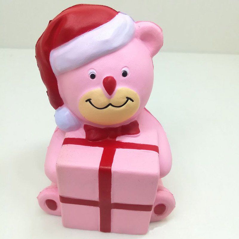 

Stress Relief Slow Rising Squishy Toy PU Simulation Christmas Bear, Pink