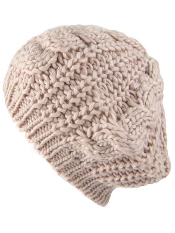 Chapeau Baggy tricoté en plein air au crochet - Beige 