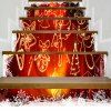Autocollants d'Escaliers Motif Ange Ornements de Noël - Rouge 100*18CM*6PCS