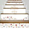 Autocollants d'Escalier Imprimé Inscription et Eléments de Noël Décor Maison - Blanc 100*18CM*6PCS