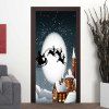 Autocollants de Porte Motif Traîneau du Père Noël dans une Nuit de Pleine Lune - multicolore 38.5*200CM*2PCS