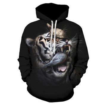 

3D Tortoise Bird Tiger Print Pullover Hoodie, Colormix