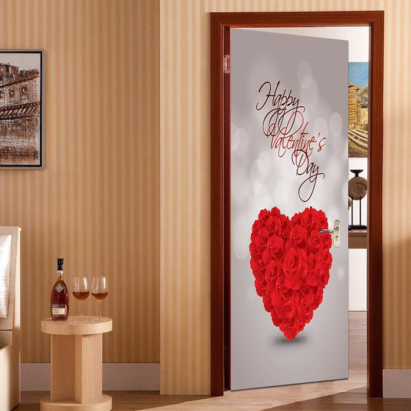 

Happy Valentines Day Pattern Door Cover Stickers, Red