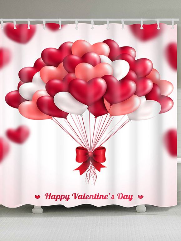 Rideau de Douche Imperméable Motif Cœurs en Ballons pour la Saint Valentin - Rouge W71 INCH * L79 INCH