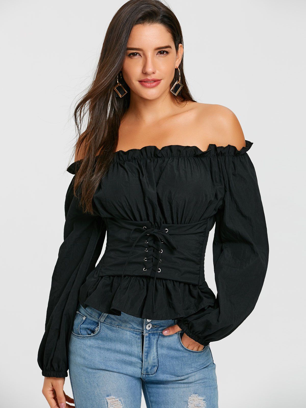off shoulder blouse outfit
