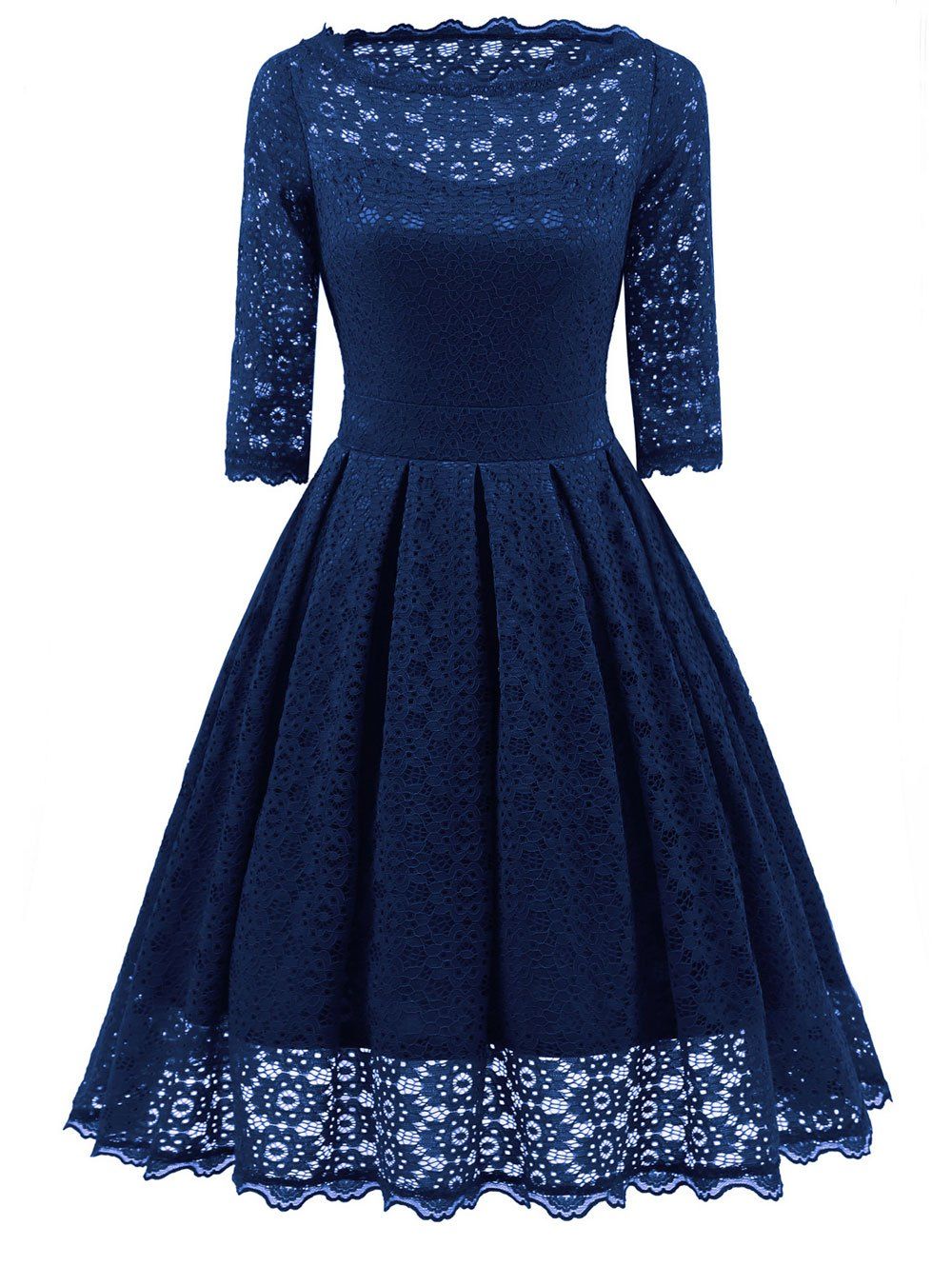 

Vintage Party Lace Fit and Flare Dress, Blue