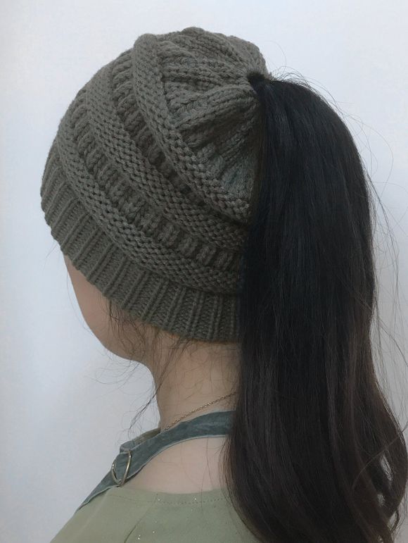 Bonnet tricoté en mélange de couleurs - gris foncé 