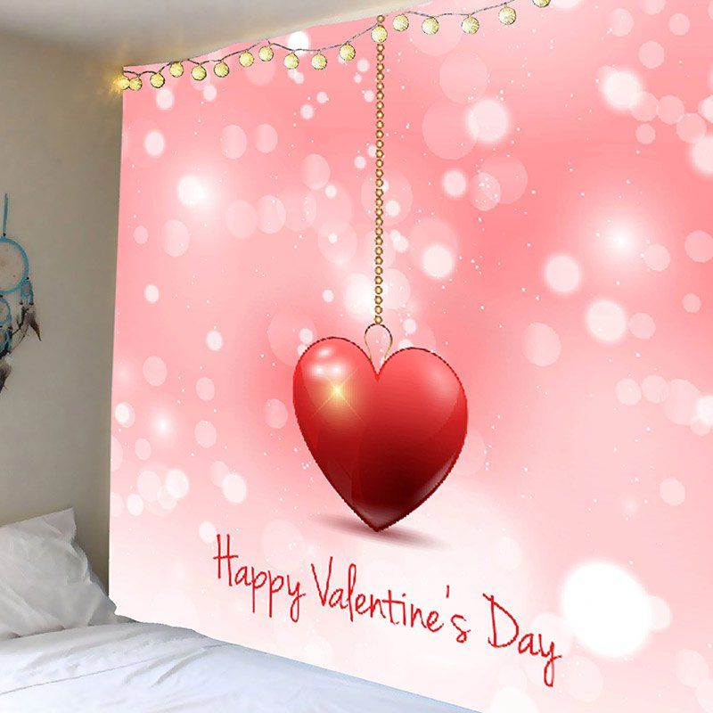 

Heart Printed Valentine's Day Wall Tapestry, Pink