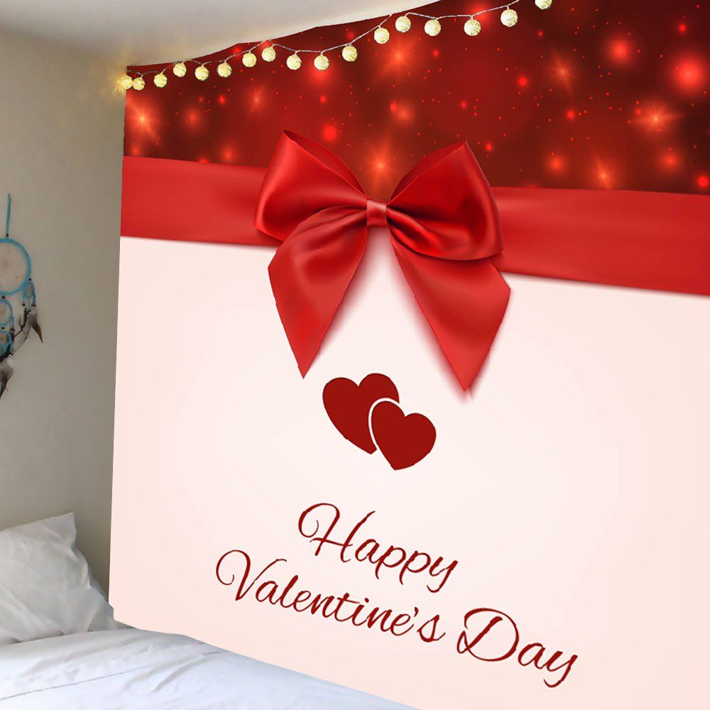 

Heat Bowknot Printed Valentine's Day Wall Hanging Tapestry, Red