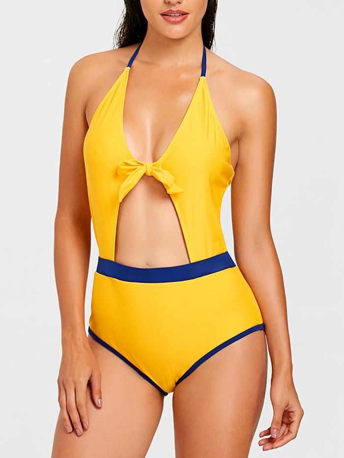 

Bralette Two Tone Cut Out Swimsuit, Yellow