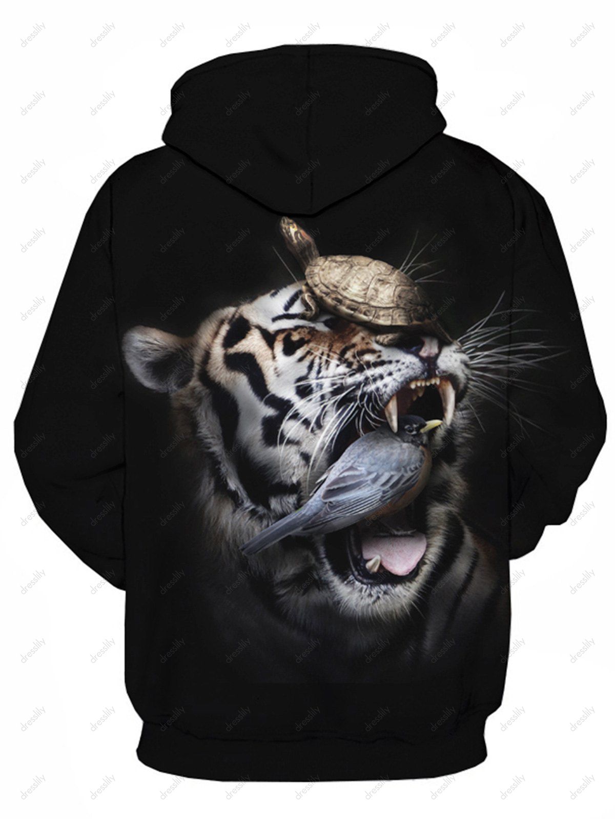 [26 OFF] 2021 3D Tortoise Bird Tiger Print Pullover Hoodie In COLORMIX