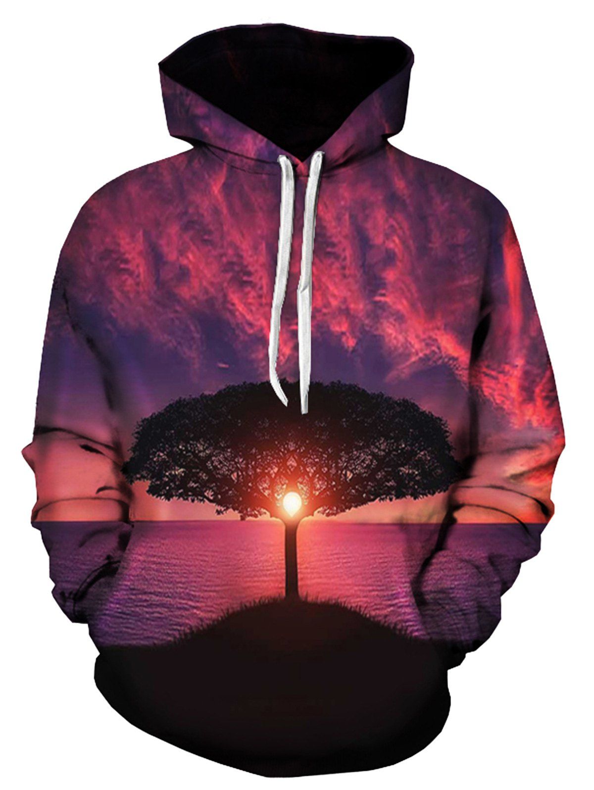 

Tree Sunrise 3D Print Pullover Hoodie, Colormix