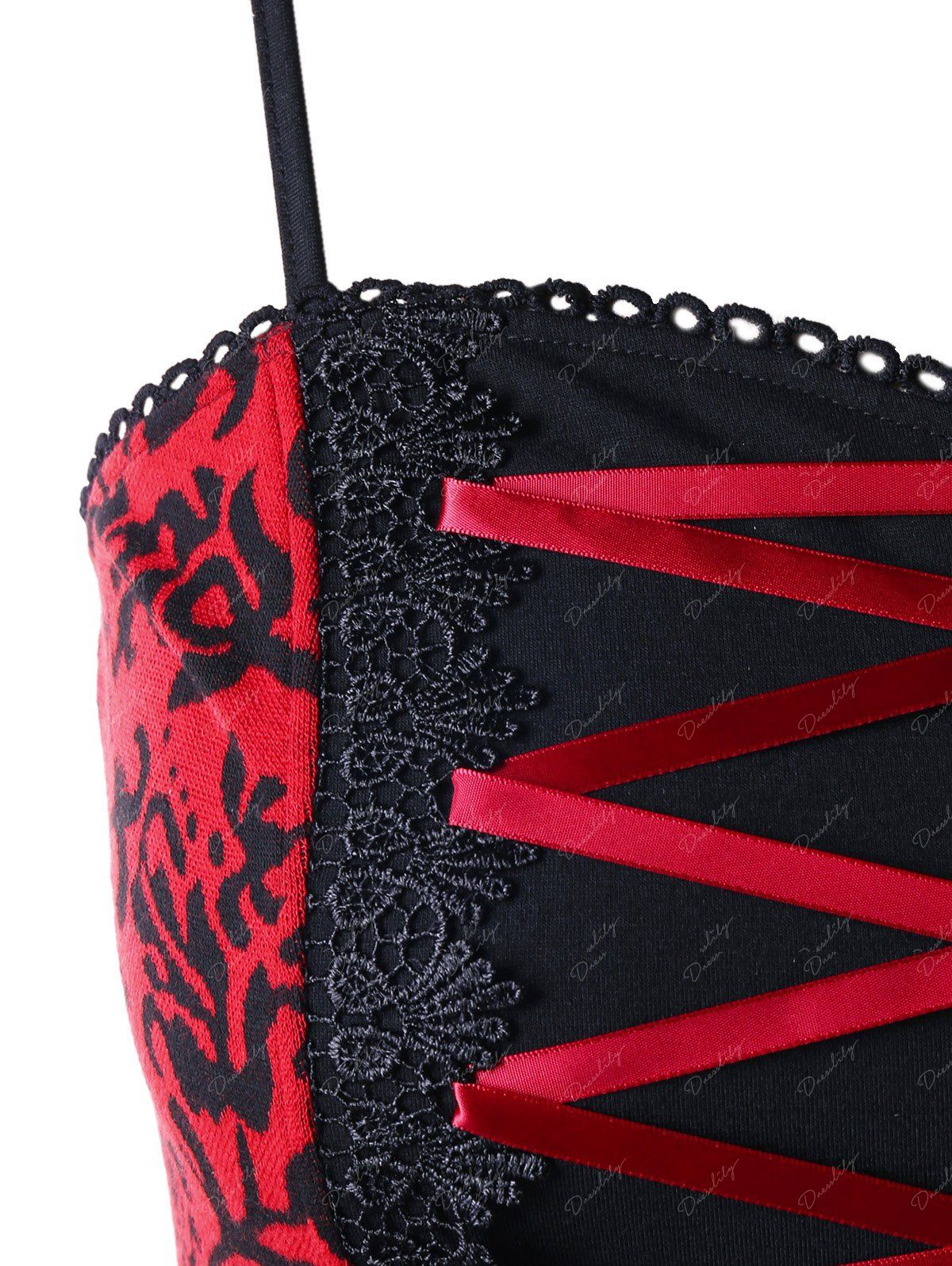 2018 Plus Size Layered Dip Hem Corset Dress RED XL In Plus Size Dresses