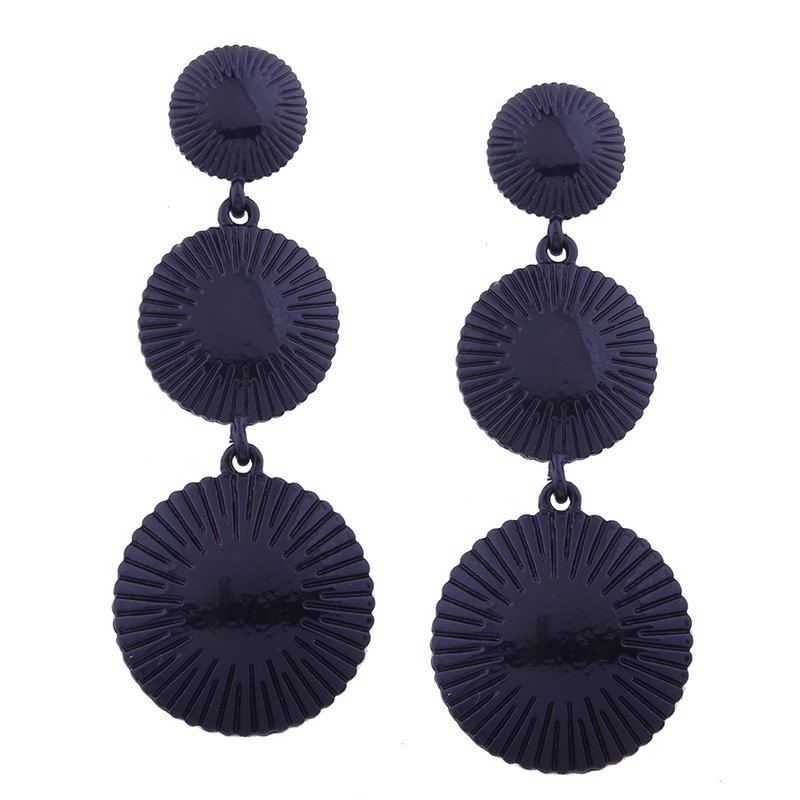 

Metal Simple Round Drop Earrings, Black