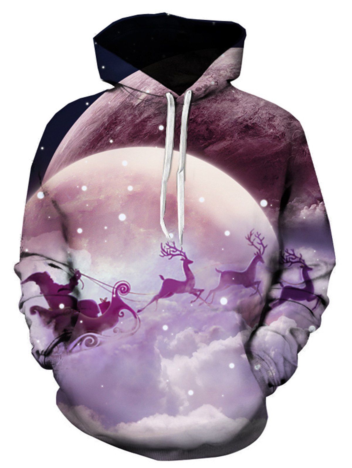 

Moon Christmas Santa 3D Print Pullover Hoodie, Colormix