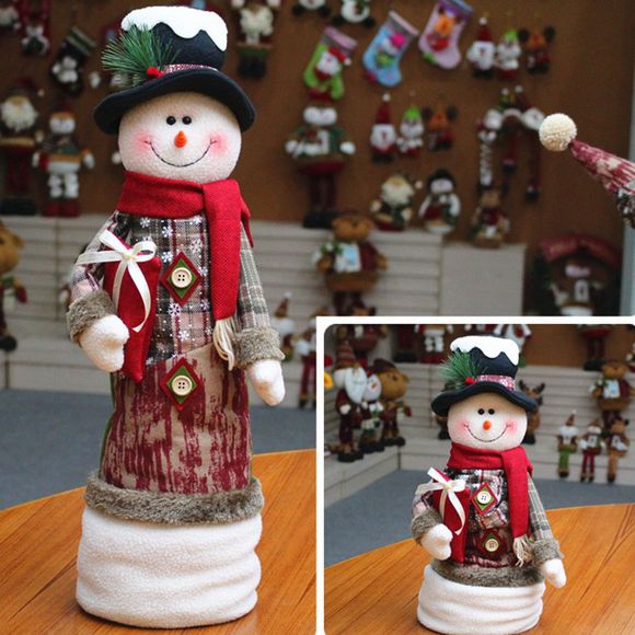 Père Noël Bonhomme de neige extensible Doll ornement de Noël - Blanc 