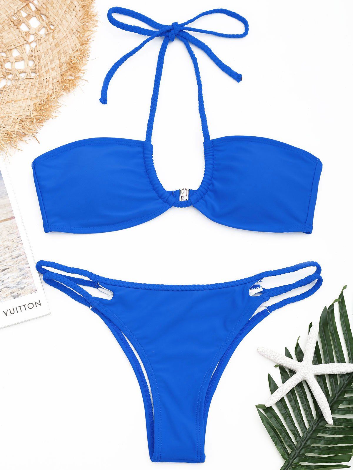 

Halter Strappy Braided Bikini Set, Royal