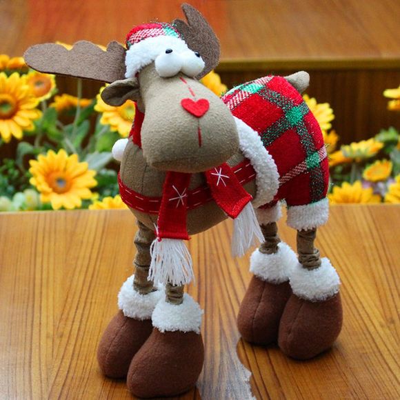 Pantalon à carreaux Elk Cloth Doll Ornament Noël - Rouge 