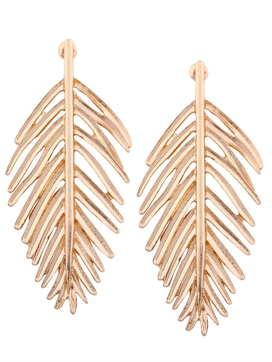 

Vintage Metal Leaf Earrings, Golden
