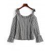 Blouse à Carreaux Et à Manches Découvertes Épaules Dénudées - Carré M